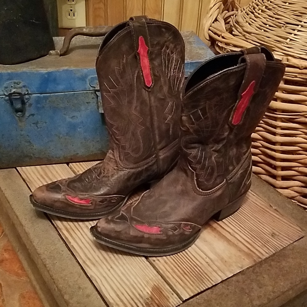 Dan Post Brown and Red Heeled Boots